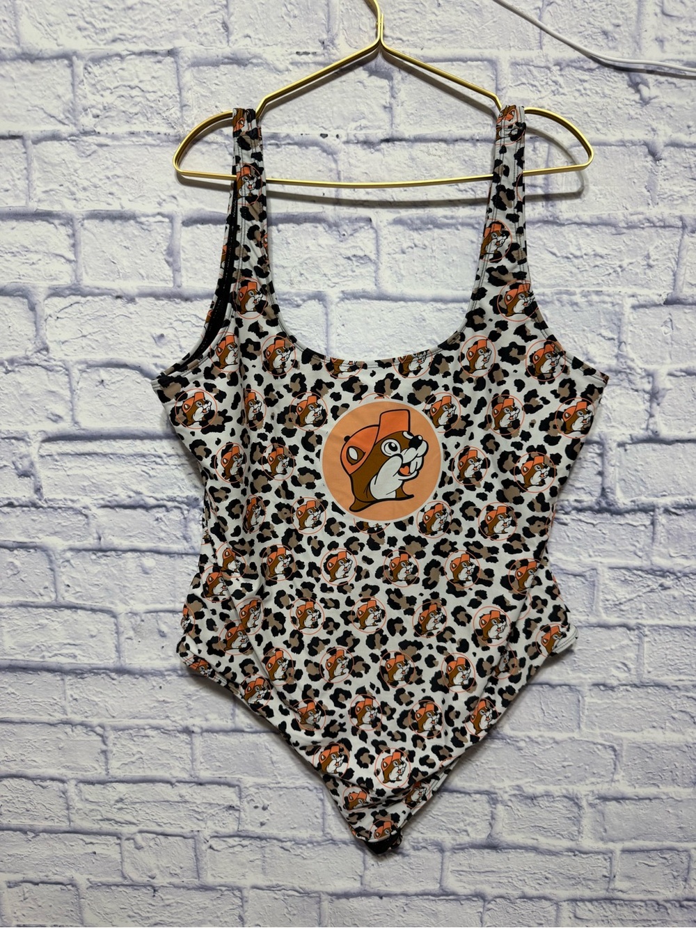 Buc-ee's Women’s Bathing Suit Size 2X Leopard Print Logo One-piece Swimsuit